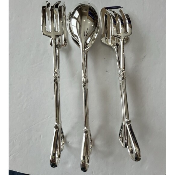 Elegance Silverplated Serving Tongs, set of three Cake Bread Salad 10" EP Zinc - Picture 10 of 16